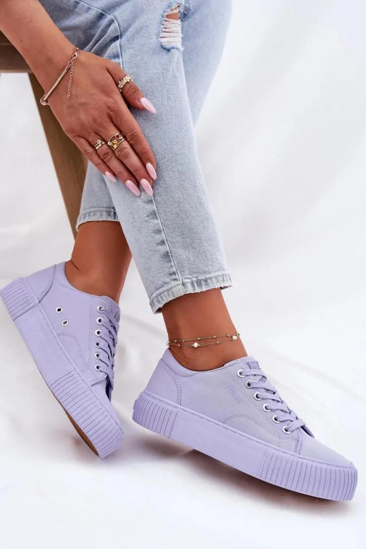 Damskie Big Star Shoes Materiałowe Trampki Damskie Big Star RR274406 Fioletowe