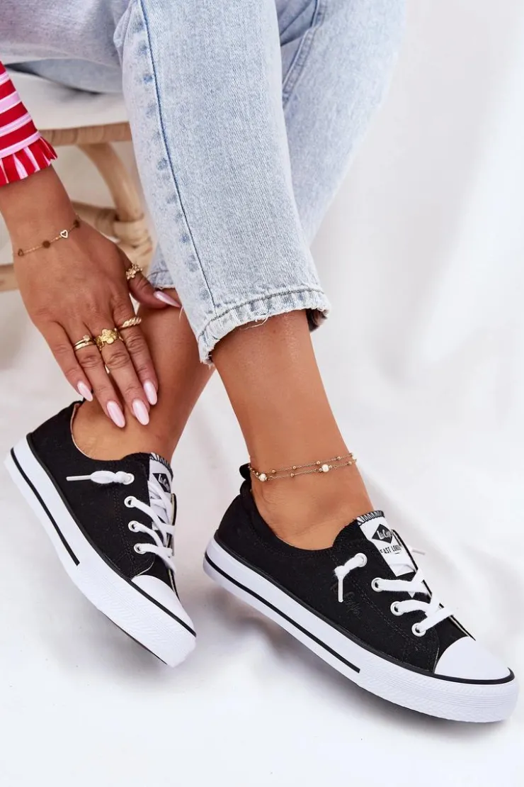 New Lee Cooper Materiałowe Trampki Damskie LCW-25-02-3299L Czarne Czarny