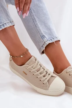 Discount Big Star Shoes Materiałowe Trampki Damskie Big Star RR274767 Beżowe Beżowy