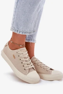 Discount Big Star Shoes Materiałowe Trampki Damskie Big Star RR274767 Beżowe Beżowy