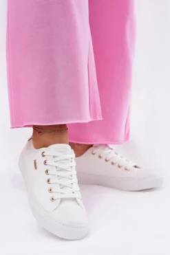 Big Star Shoes Trampki Damskie Big Star|Trampki Damskie Niskie*Materiałowe Trampki Damskie Big Star RR274766 Białe Biały