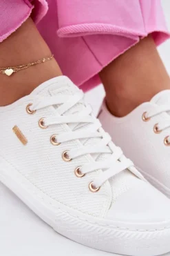 Big Star Shoes Trampki Damskie Big Star|Trampki Damskie Niskie*Materiałowe Trampki Damskie Big Star RR274766 Białe Biały