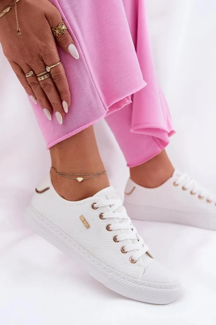 Big Star Shoes Trampki Damskie Big Star|Trampki Damskie Niskie*Materiałowe Trampki Damskie Big Star RR274766 Białe Biały