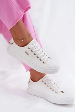 Big Star Shoes Trampki Damskie Big Star|Trampki Damskie Niskie*Materiałowe Trampki Damskie Big Star RR274766 Białe Biały