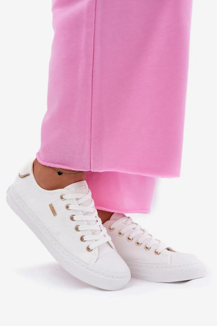 Big Star Shoes Trampki Damskie Big Star|Trampki Damskie Niskie*Materiałowe Trampki Damskie Big Star RR274766 Białe Biały