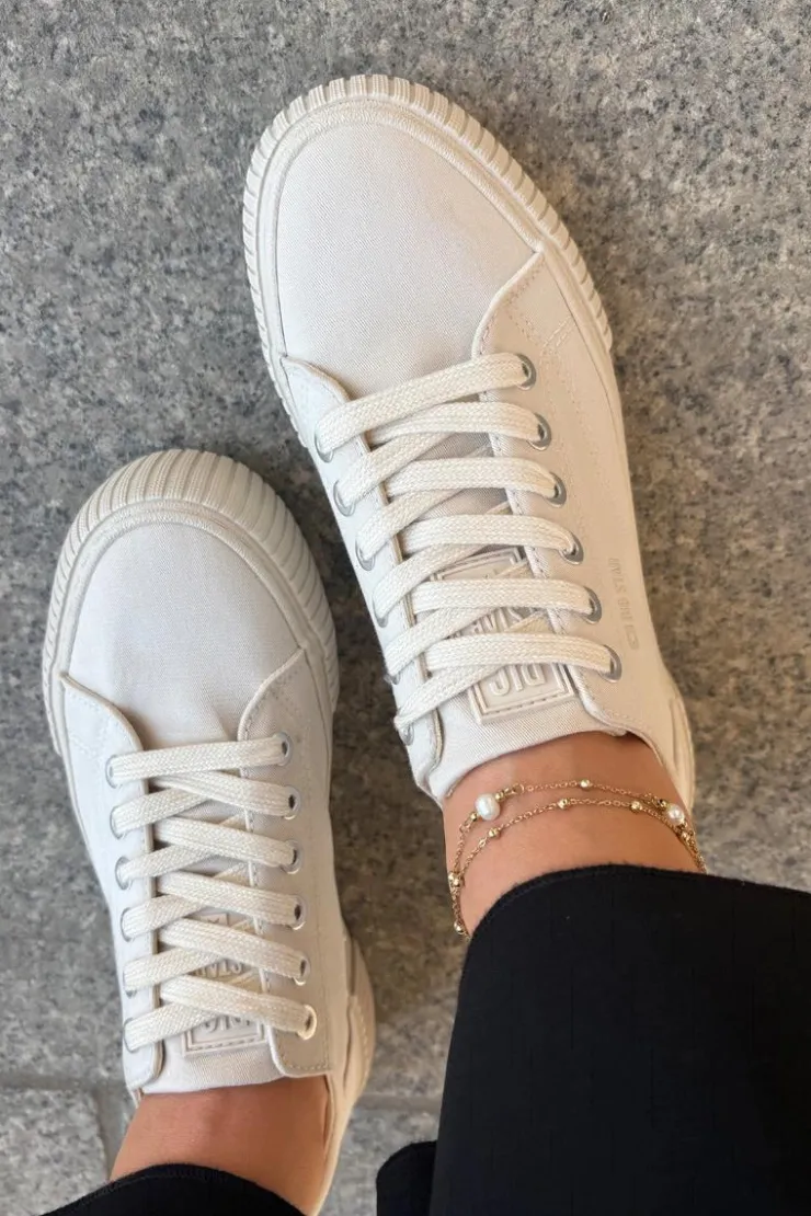 Big Star Shoes Trampki Damskie Big Star|Trampki Damskie Niskie*Materiałowe Trampki Damskie Big Star RR274407 Beżowe Beżowy