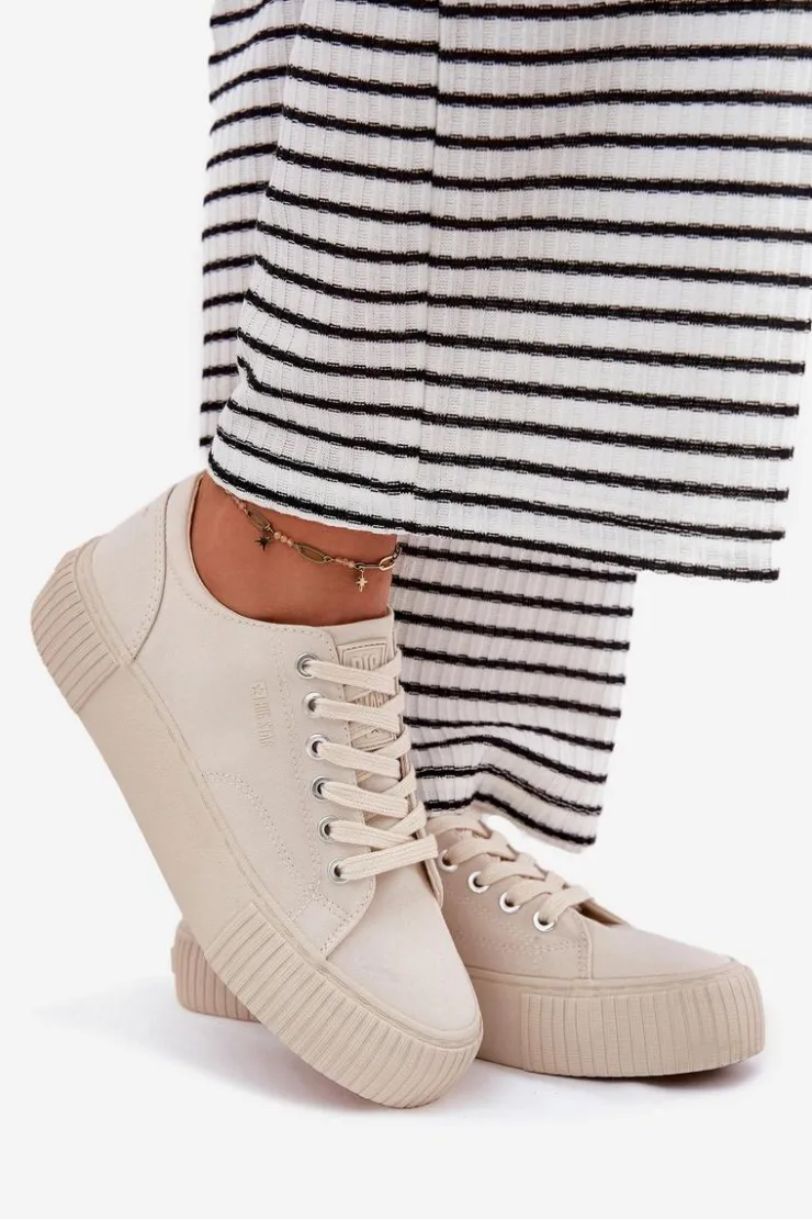 Big Star Shoes Trampki Damskie Big Star|Trampki Damskie Niskie*Materiałowe Trampki Damskie Big Star RR274407 Beżowe Beżowy