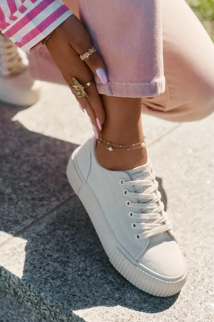 Big Star Shoes Trampki Damskie Big Star|Trampki Damskie Niskie*Materiałowe Trampki Damskie Big Star RR274407 Beżowe Beżowy