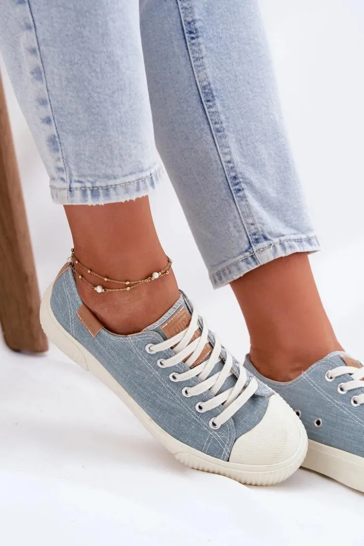 Big Star Shoes Materiałowe Trampki Damskie Big Star RR274796 e Niebieski