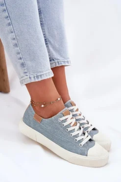 Big Star Shoes Materiałowe Trampki Damskie Big Star RR274796 e Niebieski