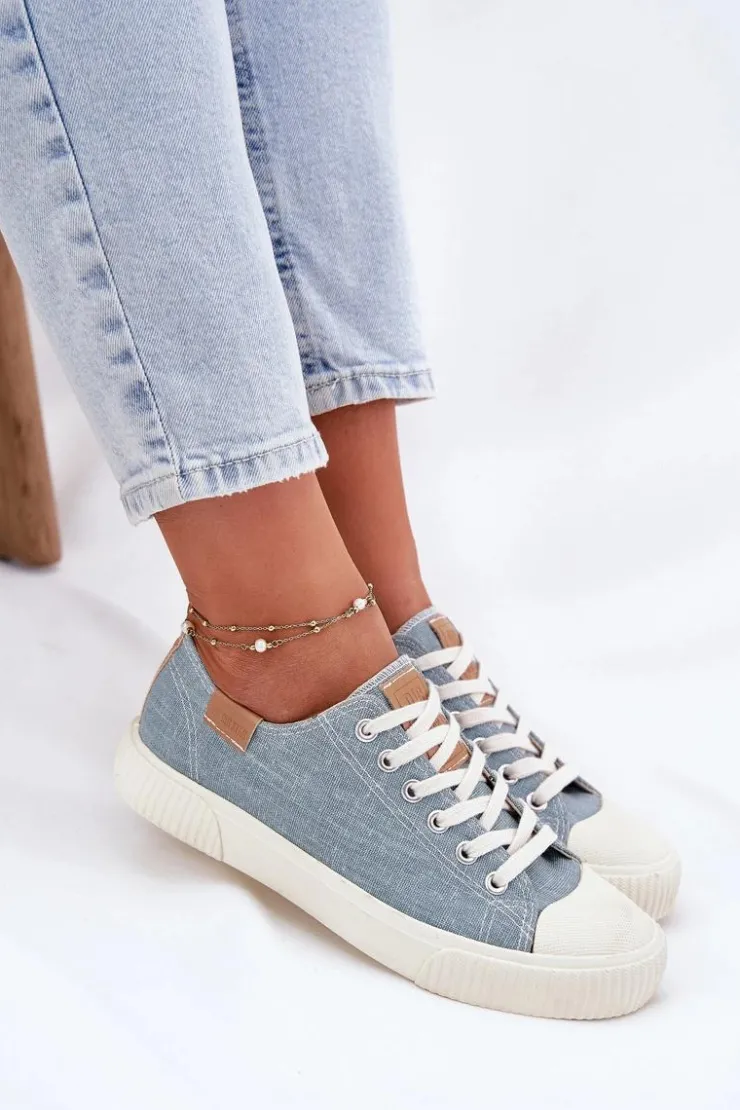 Big Star Shoes Materiałowe Trampki Damskie Big Star RR274796 e Niebieski