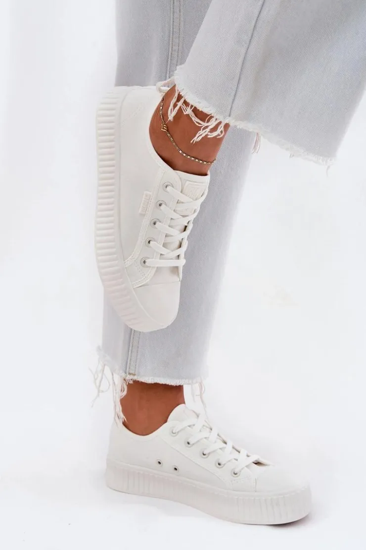 Damskie Big Star Shoes Materiałowe Trampki Damskie Na Platformie Big Star RR274776 Białe