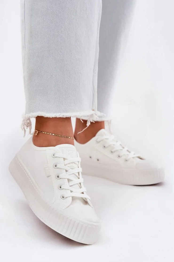 Damskie Big Star Shoes Materiałowe Trampki Damskie Na Platformie Big Star RR274776 Białe