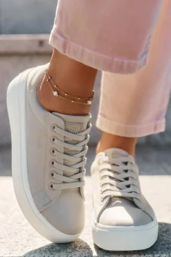 Big Star Shoes Trampki Damskie Big Star|Trampki Damskie Niskie*Materiałowe Trampki Damskie Na Platformie Big Star RR274465 Beżowe