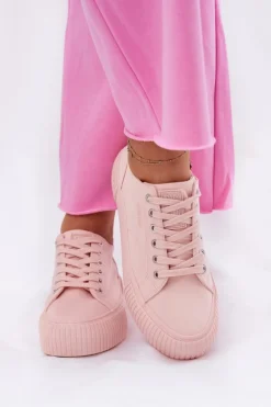 Discount Big Star Shoes Materiałowe Trampki Damskie Big Star RR274404 Różowe