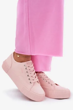 Discount Big Star Shoes Materiałowe Trampki Damskie Big Star RR274404 Różowe