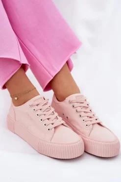 Discount Big Star Shoes Materiałowe Trampki Damskie Big Star RR274404 Różowe