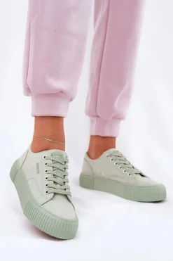 Big Star Shoes Trampki Damskie Big Star|Trampki Damskie Niskie*Materiałowe Trampki Damskie Big Star RR274408 Zielone