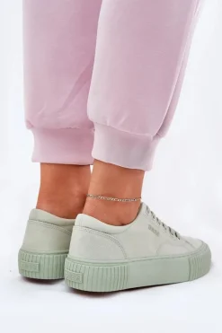 Big Star Shoes Trampki Damskie Big Star|Trampki Damskie Niskie*Materiałowe Trampki Damskie Big Star RR274408 Zielone