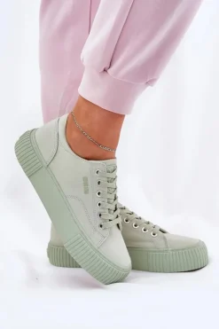 Big Star Shoes Trampki Damskie Big Star|Trampki Damskie Niskie*Materiałowe Trampki Damskie Big Star RR274408 Zielone