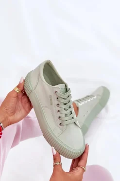 Big Star Shoes Trampki Damskie Big Star|Trampki Damskie Niskie*Materiałowe Trampki Damskie Big Star RR274408 Zielone