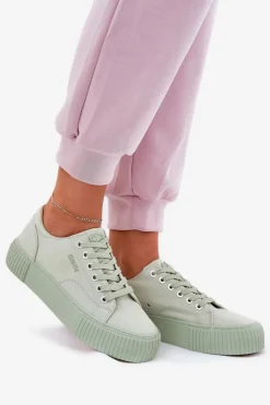 Big Star Shoes Trampki Damskie Big Star|Trampki Damskie Niskie*Materiałowe Trampki Damskie Big Star RR274408 Zielone