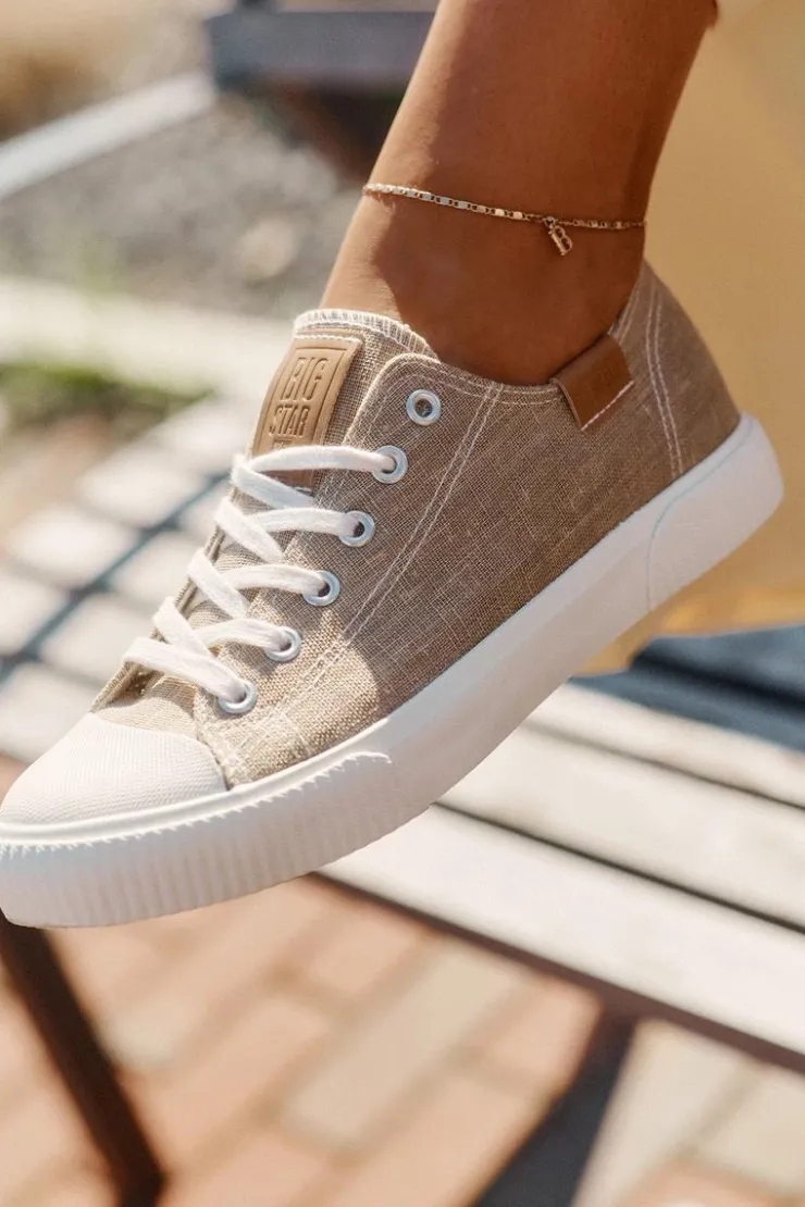 Damskie Big Star Shoes Materiałowe Trampki Damskie Big Star RR274795 Beżowe