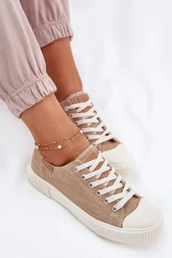 Damskie Big Star Shoes Materiałowe Trampki Damskie Big Star RR274795 Beżowe