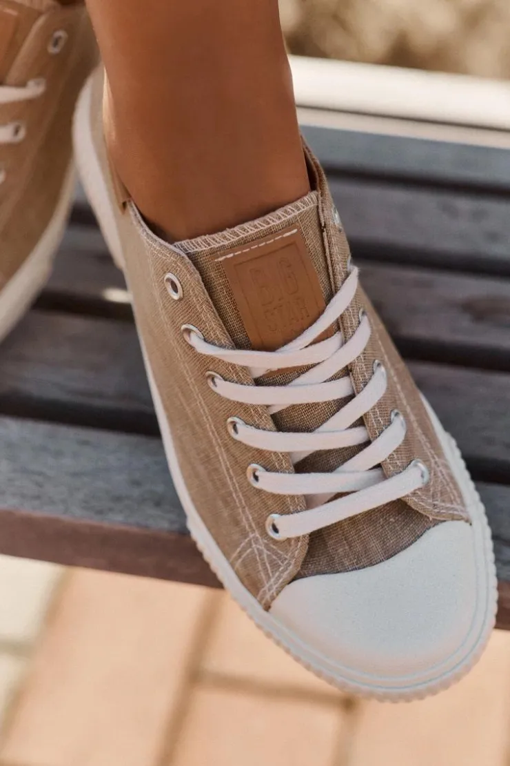 Damskie Big Star Shoes Materiałowe Trampki Damskie Big Star RR274795 Beżowe