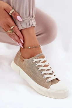 Damskie Big Star Shoes Materiałowe Trampki Damskie Big Star RR274795 Beżowe