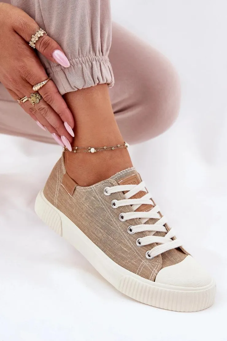 Damskie Big Star Shoes Materiałowe Trampki Damskie Big Star RR274795 Beżowe