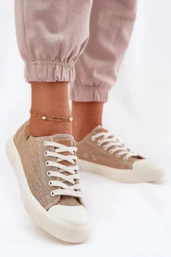 Damskie Big Star Shoes Materiałowe Trampki Damskie Big Star RR274795 Beżowe