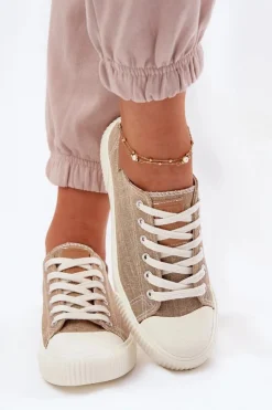 Damskie Big Star Shoes Materiałowe Trampki Damskie Big Star RR274795 Beżowe