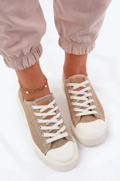 Damskie Big Star Shoes Materiałowe Trampki Damskie Big Star RR274795 Beżowe