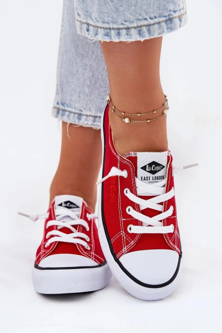 Lee Cooper Trampki Damskie Niskie*Materiałowe Trampki Damskie LCW-25-02-3298L Czerwone Czerwony