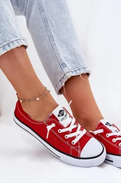 Lee Cooper Trampki Damskie Niskie*Materiałowe Trampki Damskie LCW-25-02-3298L Czerwone Czerwony