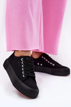 Discount Big Star Shoes Materiałowe Trampki Damskie Big Star RR274403 Czarne