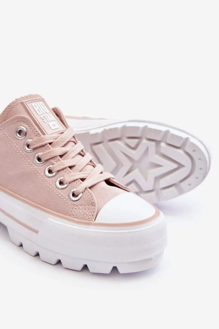 Damskie Big Star Shoes Materiałowe Trampki Na Platformie Big Star LL274151 Nude