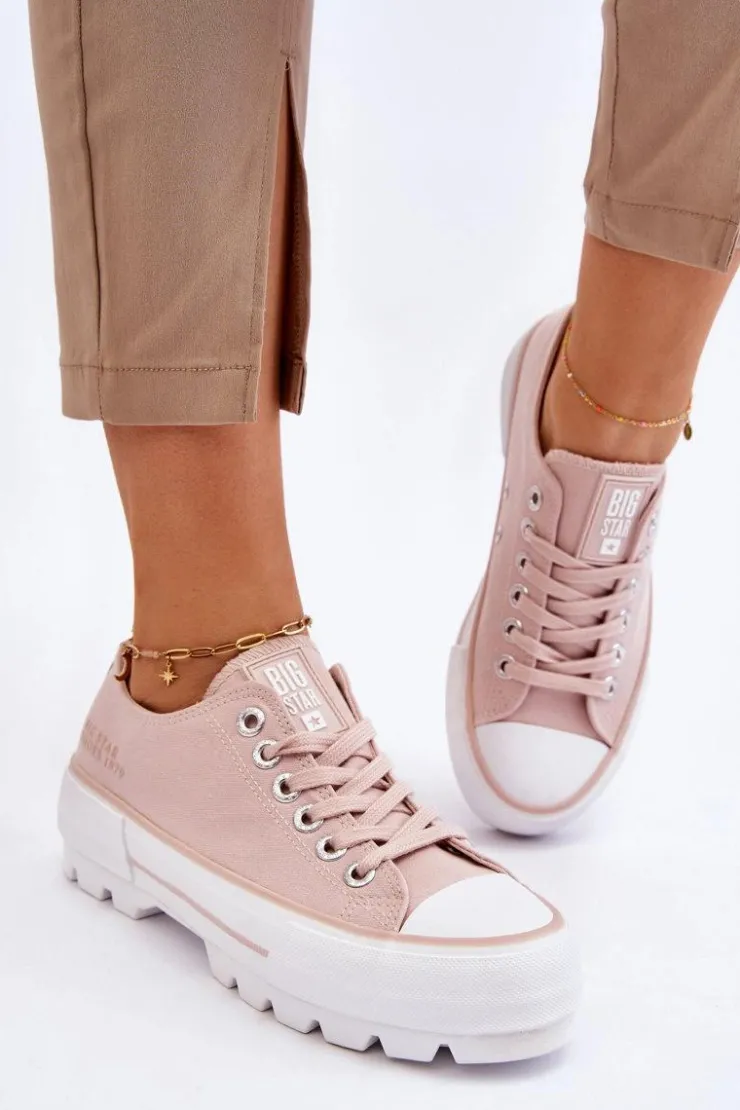 Damskie Big Star Shoes Materiałowe Trampki Na Platformie Big Star LL274151 Nude