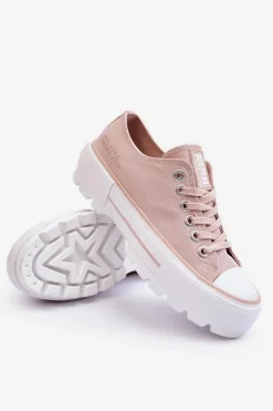 Damskie Big Star Shoes Materiałowe Trampki Na Platformie Big Star LL274151 Nude