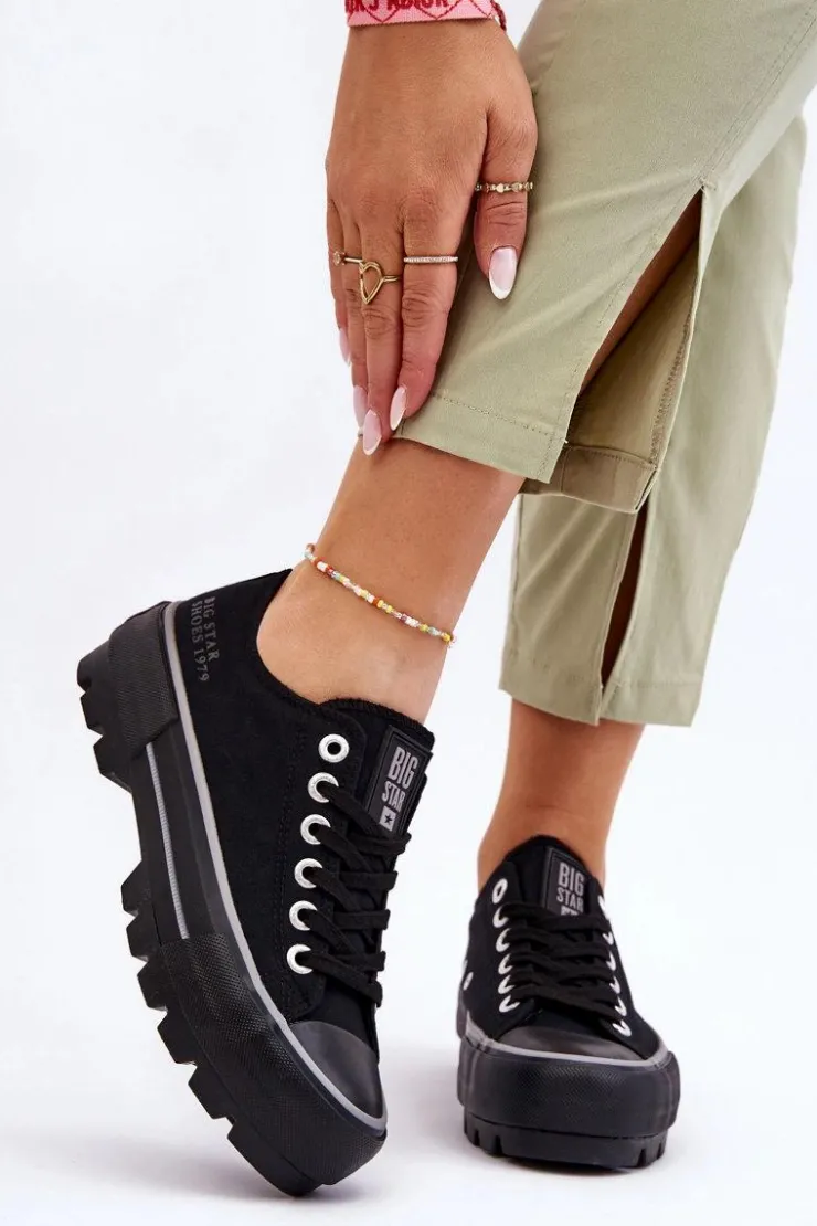 Best Big Star Shoes Materiałowe Trampki Na Platformie Big Star LL274149 Czarne