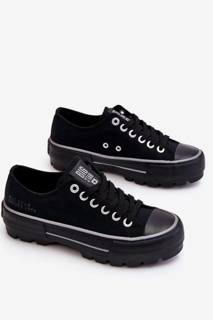 Best Big Star Shoes Materiałowe Trampki Na Platformie Big Star LL274149 Czarne
