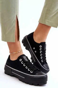 Best Big Star Shoes Materiałowe Trampki Na Platformie Big Star LL274149 Czarne