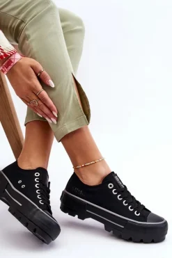 Best Big Star Shoes Materiałowe Trampki Na Platformie Big Star LL274149 Czarne