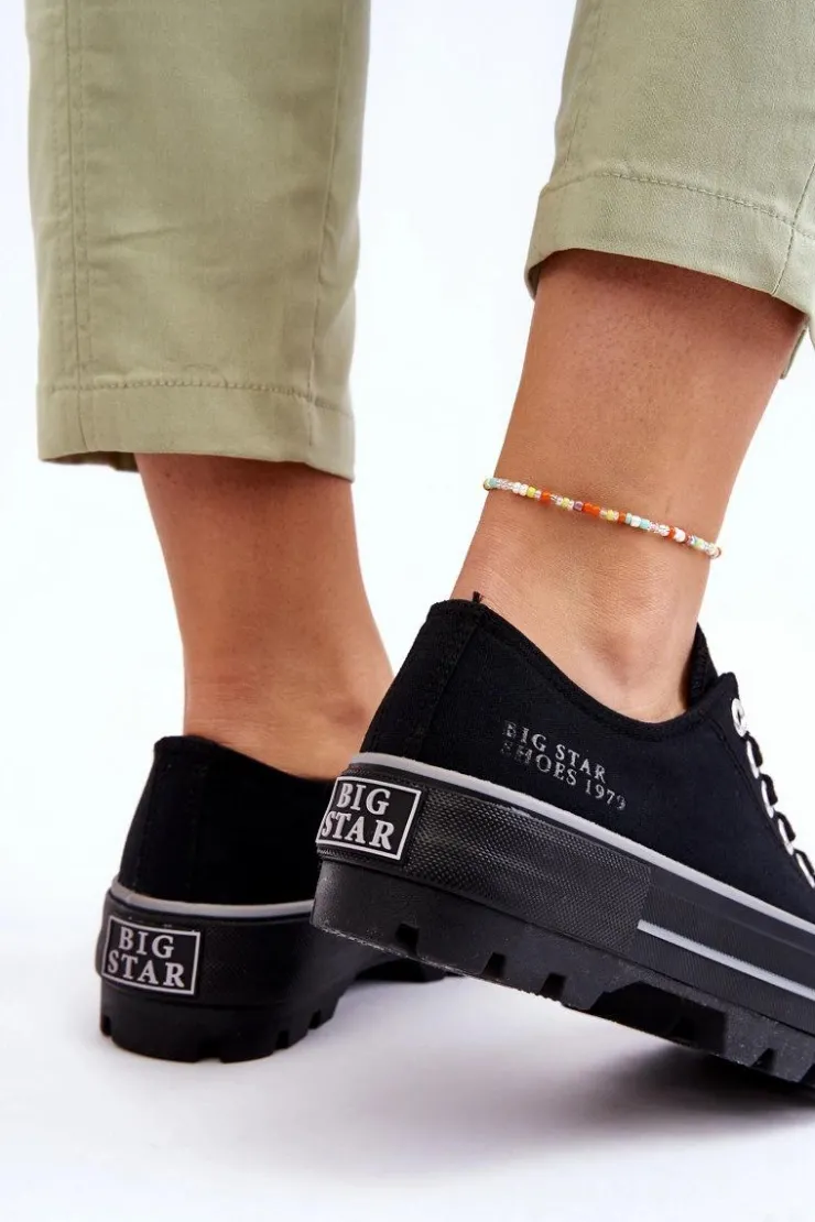 Best Big Star Shoes Materiałowe Trampki Na Platformie Big Star LL274149 Czarne