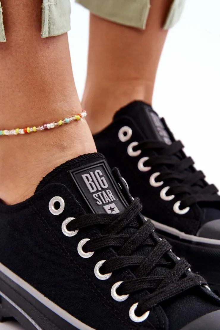 Best Big Star Shoes Materiałowe Trampki Na Platformie Big Star LL274149 Czarne