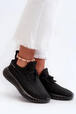 Best Boto Materiałowe Wsuwane Buty Sportowe Damskie Czarne Nelmarie