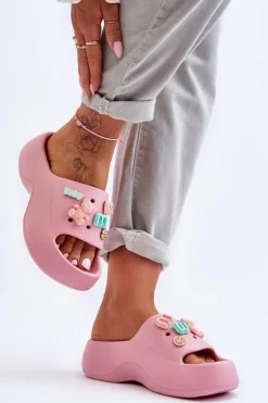 Damskie Boto Miękkie Damskie Piankowe Klapki Z Ozdobami Różowe Lorie