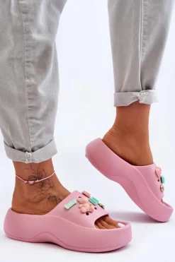 Damskie Boto Miękkie Damskie Piankowe Klapki Z Ozdobami Różowe Lorie