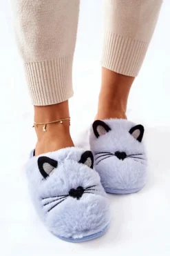 Discount Evento Miękkie Papcie Kotki Z Uszami Niebieskie Distty